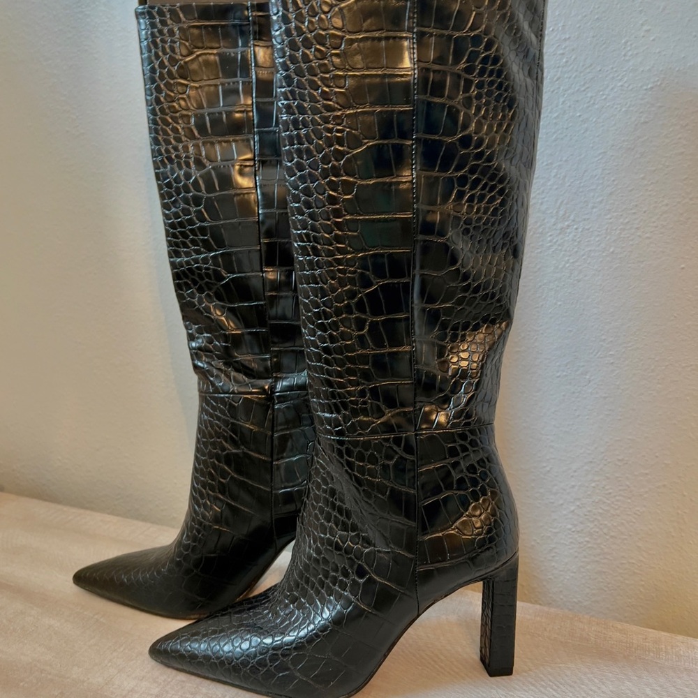 Mango Black Heeled Boots with Stiletto Heel